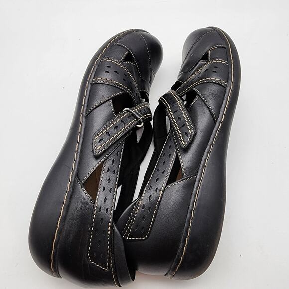 Clarks Bendables Ashland Spin Q Shoes Size 11 Black Leather Comfort Closed Toe - Picture 13 of 13